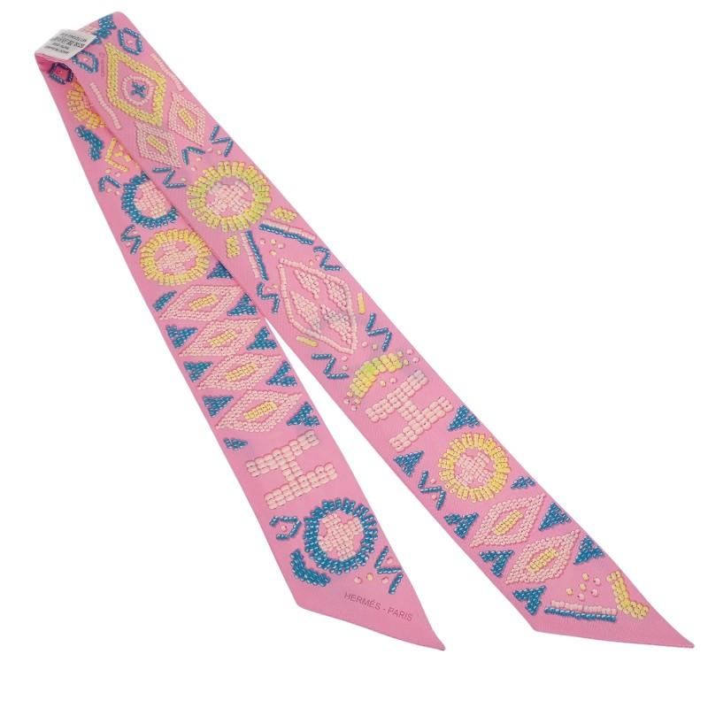 HERMES   scarf pink/blue silk Women