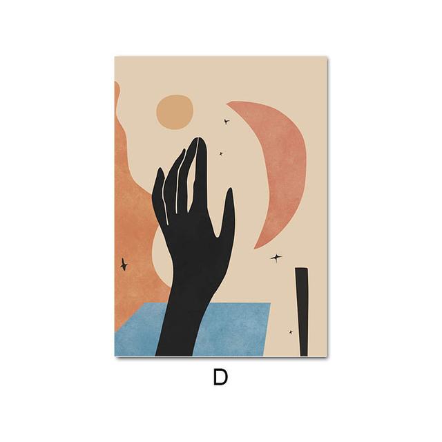 Black Africa Woman Boho Moon Hand Leaf Abstract Wall Art Canvas Painting Posters And Prints Wall Pictures For Living Room Decor No Frame