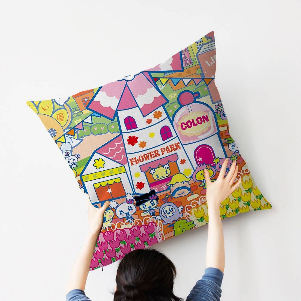 T-tamagotchi-M-ametchiS-kawaii Cushion Cover Polyester Sofa Cushions Decorative Throw Pillows Home Decoration Pillowcover