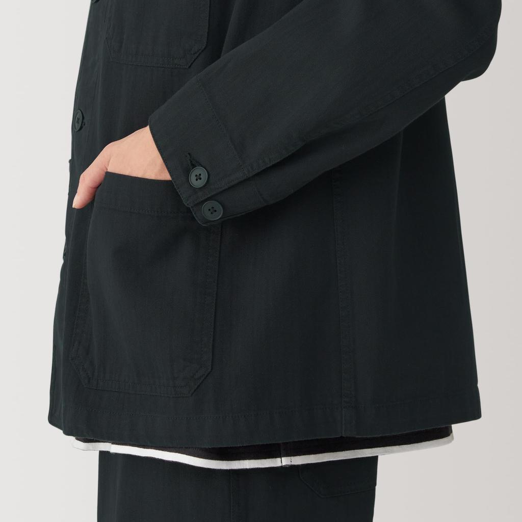 MUJI Men's Kapok Blend Herringbone Coveralls (AD0WLA5S) Black, Size XL