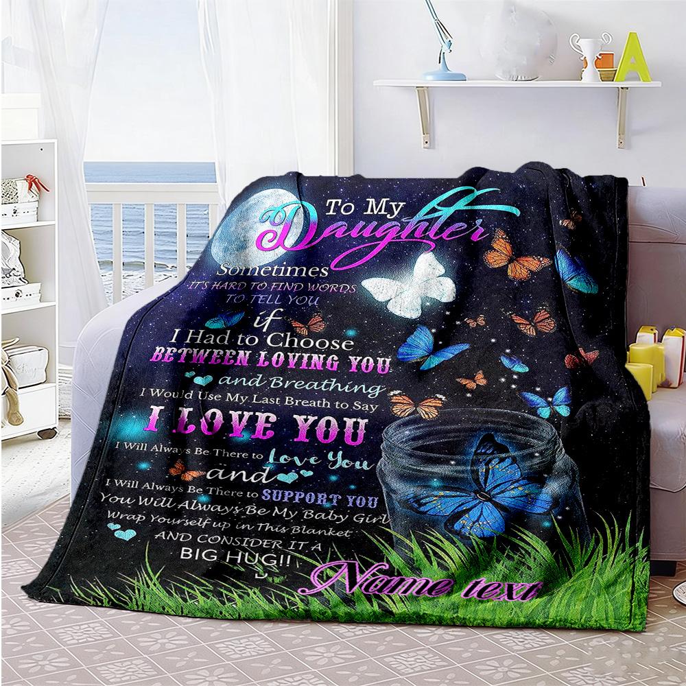 Dear Daughter Personalized Text Blanket Throw Personalized Blanket Soft & Cozy Perfect for Office Chair Sofa Livingroom Office