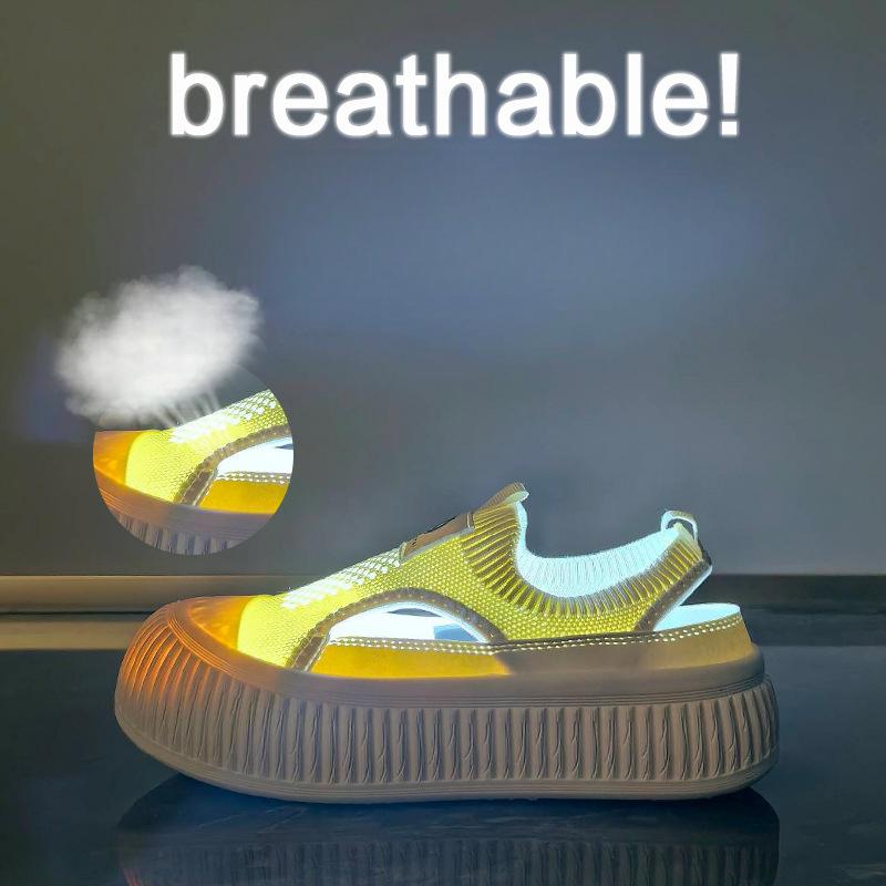 Summer Flying Cloth Shoes New Style of Female Students' Heightened Mesh Breathable Board Shoes Casual Shoes