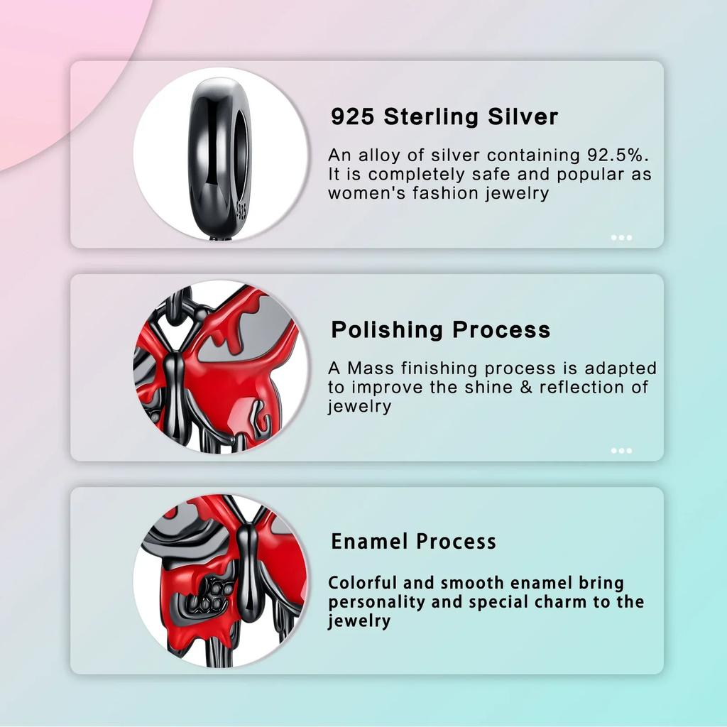 Charms 925 Silver Butterfly Pendant Dragonfly Flowers Bead for Women Necklace DIY Bracelet Fine Jewellery Gift