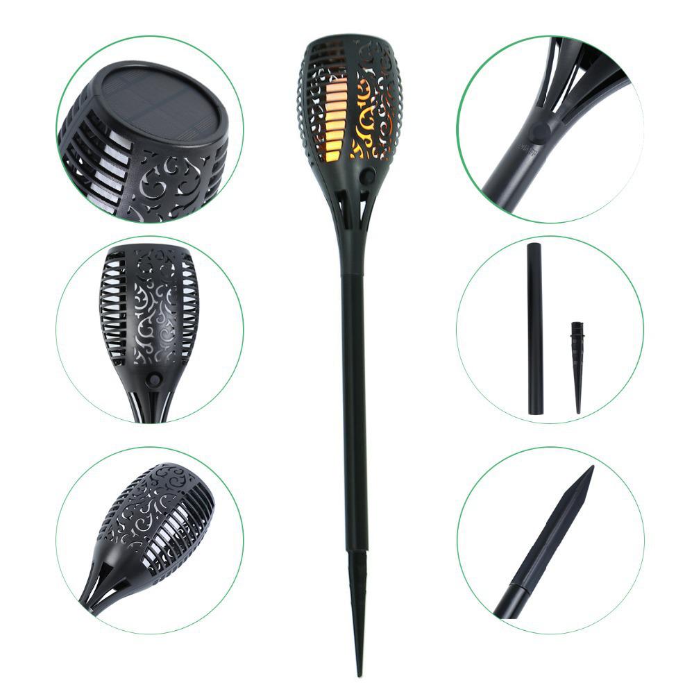 Solar Flame Torch Light with Sensor, 12 LED for Outdoor Decor and Landscape