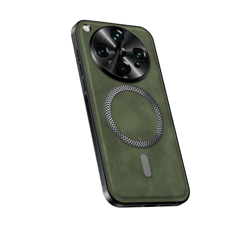 Applicable To OPPO FindX9Pro Metal Lens Magnetic Mobile Phone Case Leather Pattern FindX8Ultra Protective Case