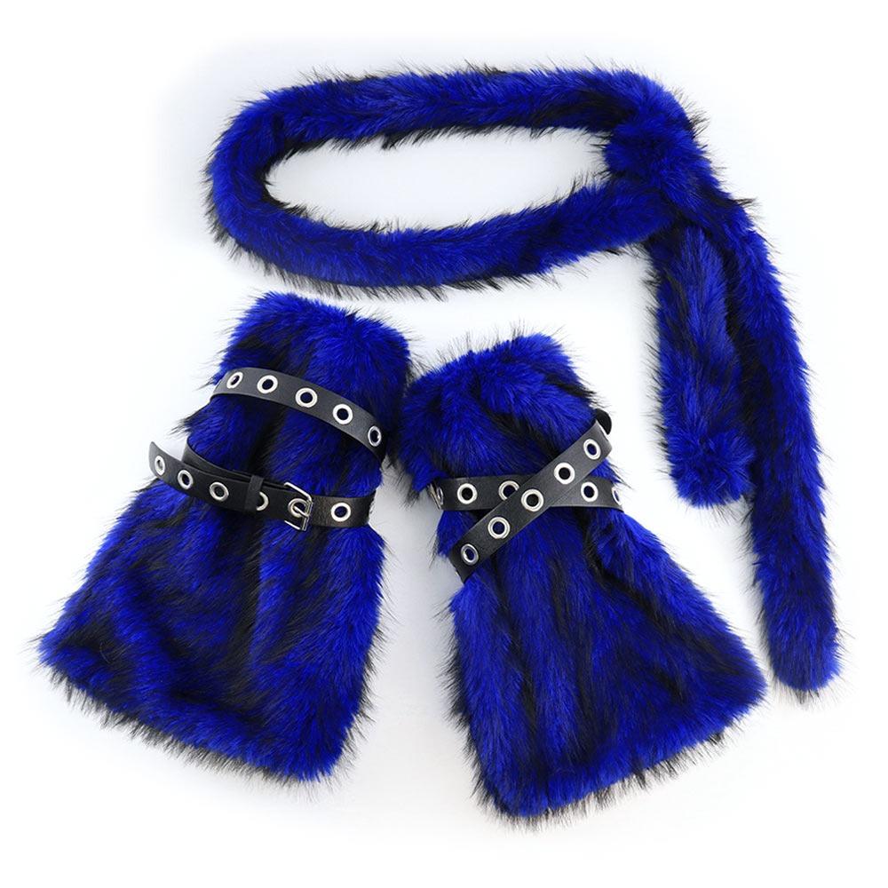 

Пушистый Мягкий Плюшевый Пояс Y2K Хип-хоп Джинсовый Пояс Харадзюку Гетры Чехол Уличный Танцевальный Аксессуар синий