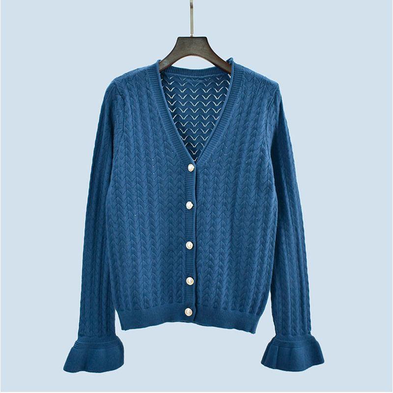 Spring & Fall Women's Top Young K-style Bell Sleeve Knitted Cardigan Sweater Outwear Outer Wear Western Style Women's Clothing