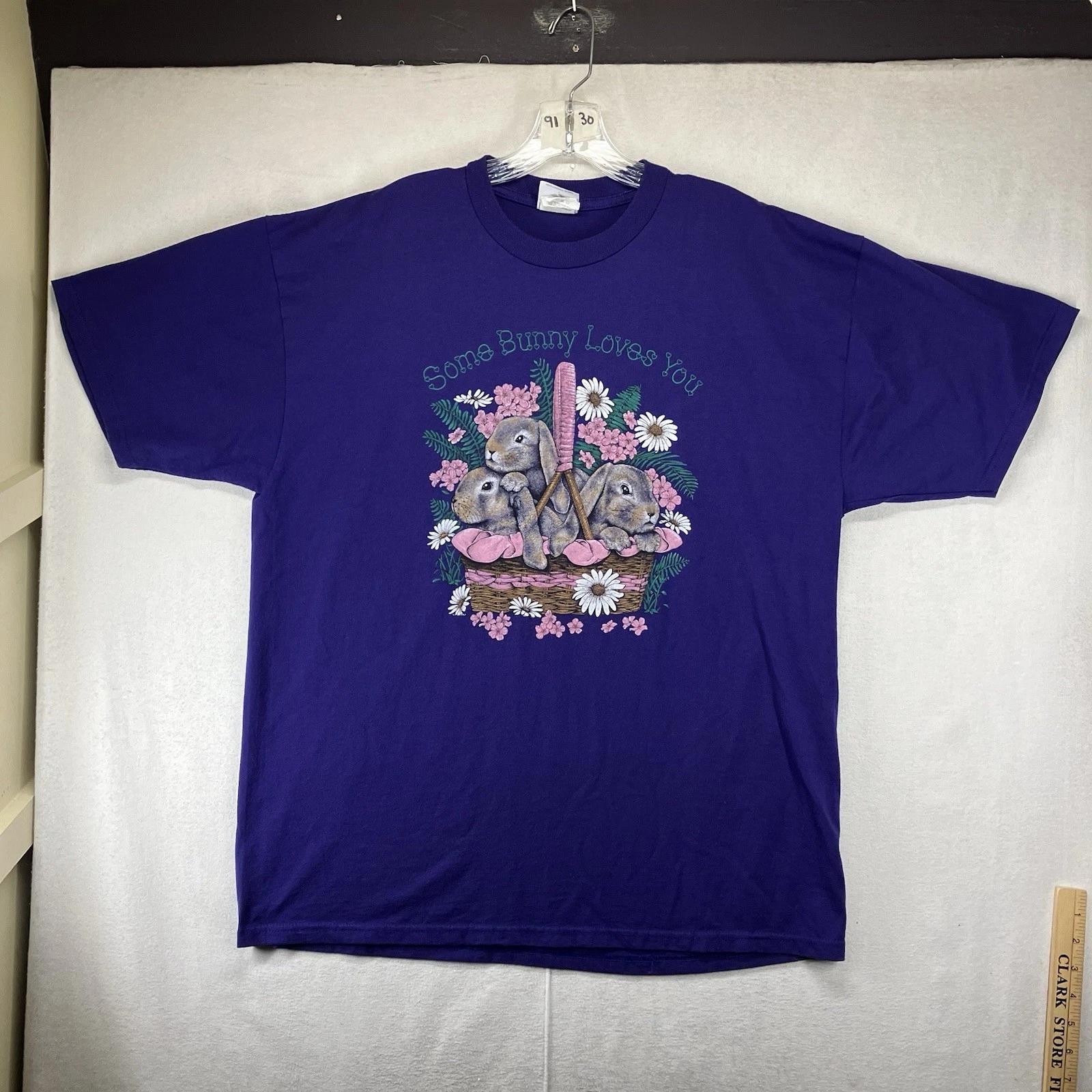 Vintage Bunny Rabbit T Shirt Mens XL Easter Basket Animal Graphic 90s Tee 4XL