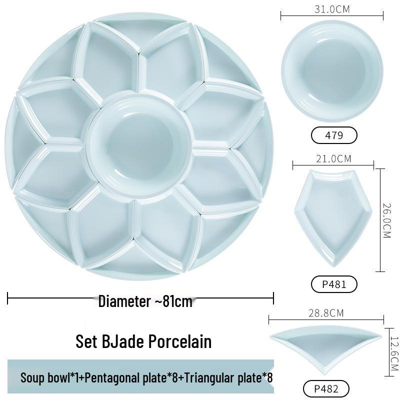 Melamine Platter & Tableware Set: Bowl, Plate, and Dish Set for Hot Pot & New Year's Eve Dinner.