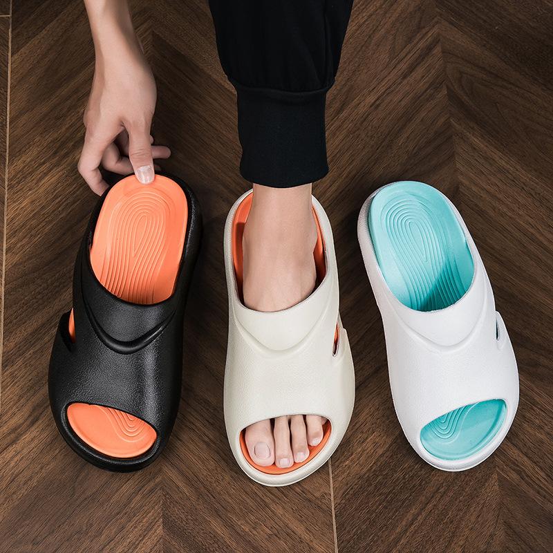 Men's four seasons new simple and lightweight EVA durable soft solid bottom outer wear/home home stepping on shit slippers