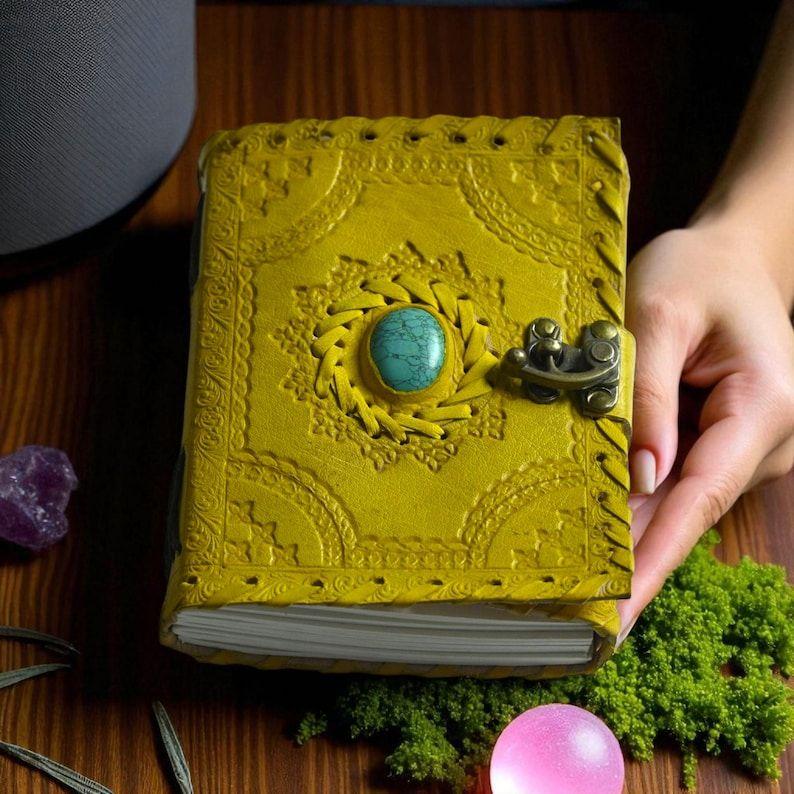 

Lapis Lazuli Leather Book of Shadows: Embossed Grimoire Journal 7 x 5 inch