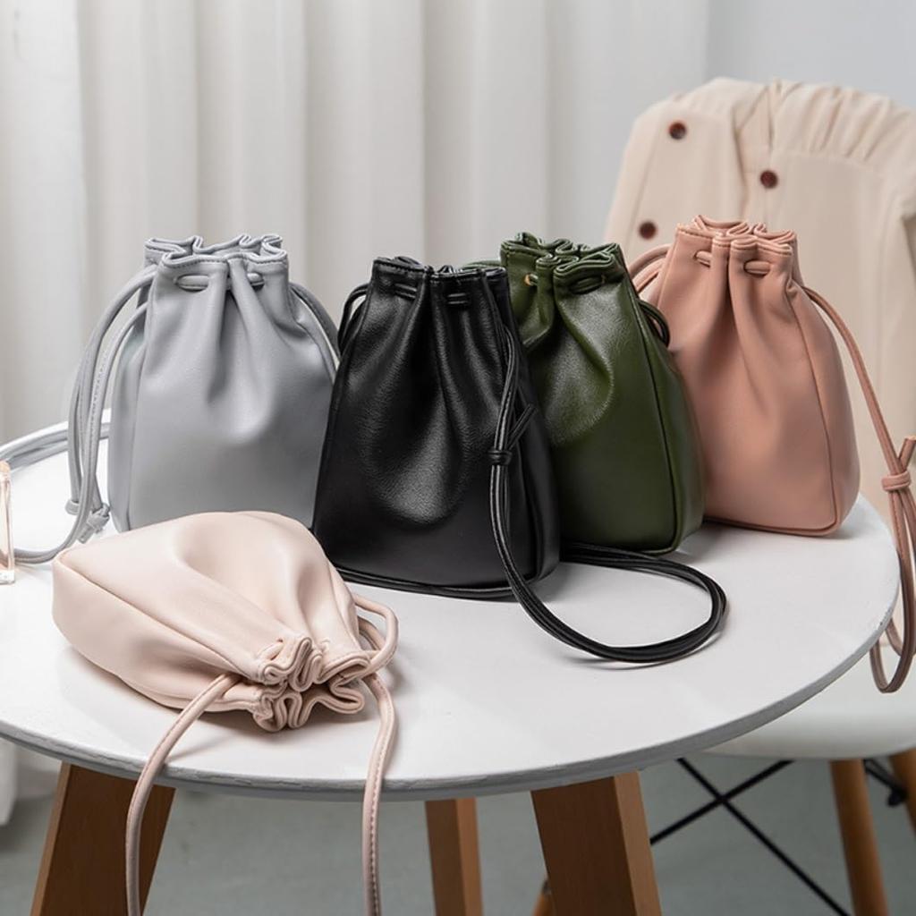 NICE SELECTION Mini-Kordelzug-Umhängetasche für Damen, Mini-Tasche, Kordelzug-Umhängetasche mit Smartphone-Tasche, Stilvoll, 2-Wege, Crossbody oder Umhängen