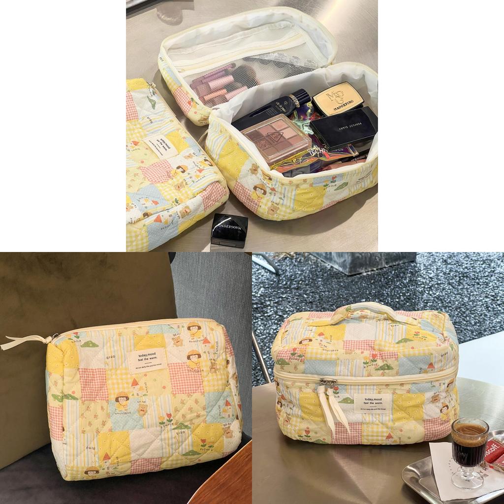 Polyester Girl Makeup Bag With Landscape Pattern And Vintage Style For Daily Use
