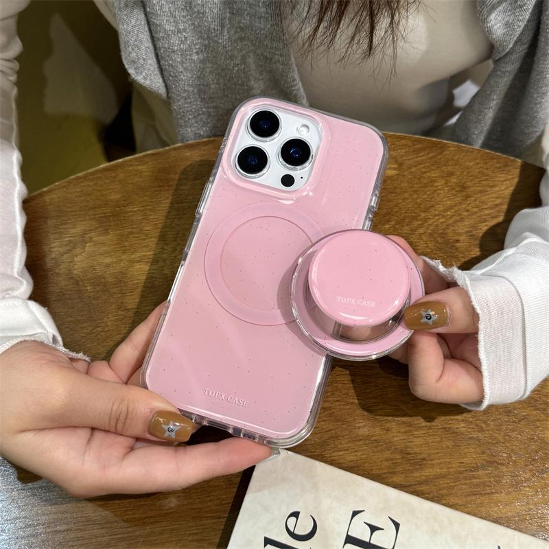 Fashion Macaron Cute Color Magnetic Phone Case For iPhone 16 Pro 15 14 17 Pro Max Back Cover with Stand Holder Cases for Magsafe