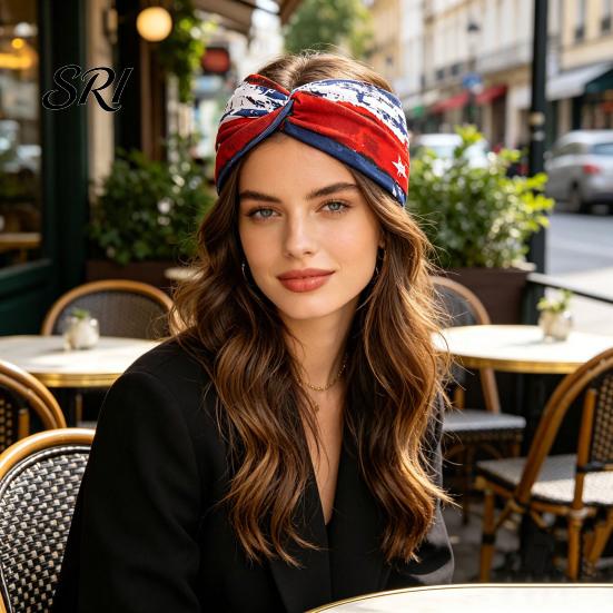 Diadema de Tela con Estampado de Bandera Suave para el Día de la Independencia con Estrellas Accesorios para el Cabello Americanos Diseño de Rayas Diadema Patriótica Festiva Accesorios Julio