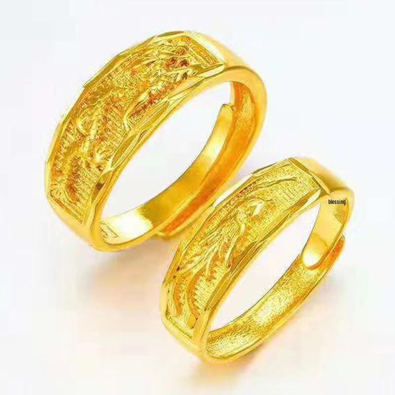 Vietnam Gold Plated Meteor Shower Couple Rings: Starry Sky Fashion Finger Rings