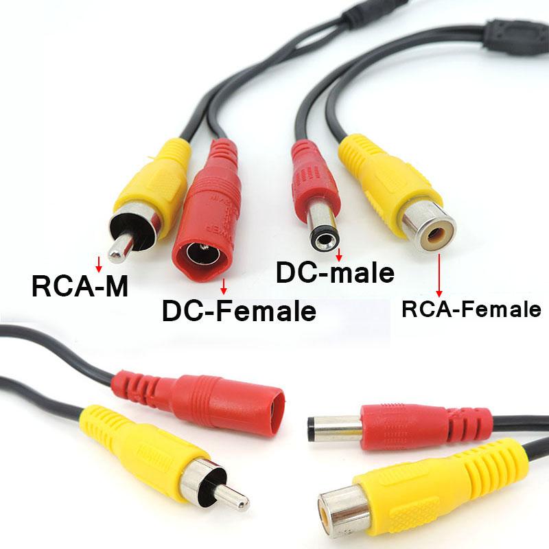 4Pin M12 Aviation Head Male/Female To RCA DC  Male Female Connector Cable Plug Cord Converter For Car Rear Camera Monitor