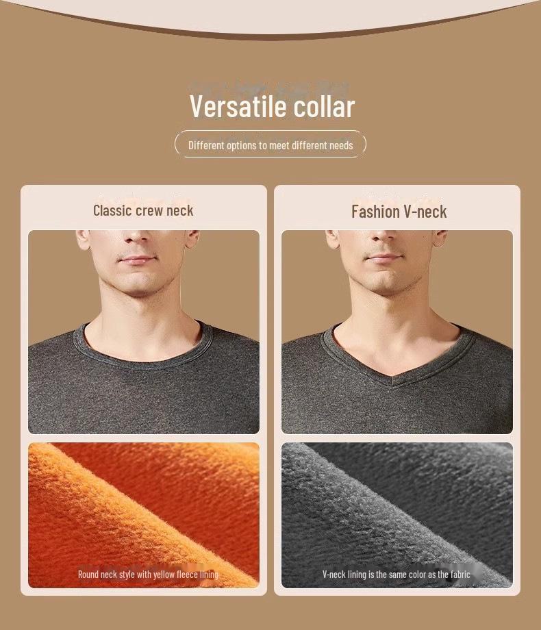 Men's Thermal Underwear Set: Thick, Plus Velvet, Cotton Sweater & Bottoms for Autumn/Winter, Cold-Proof.