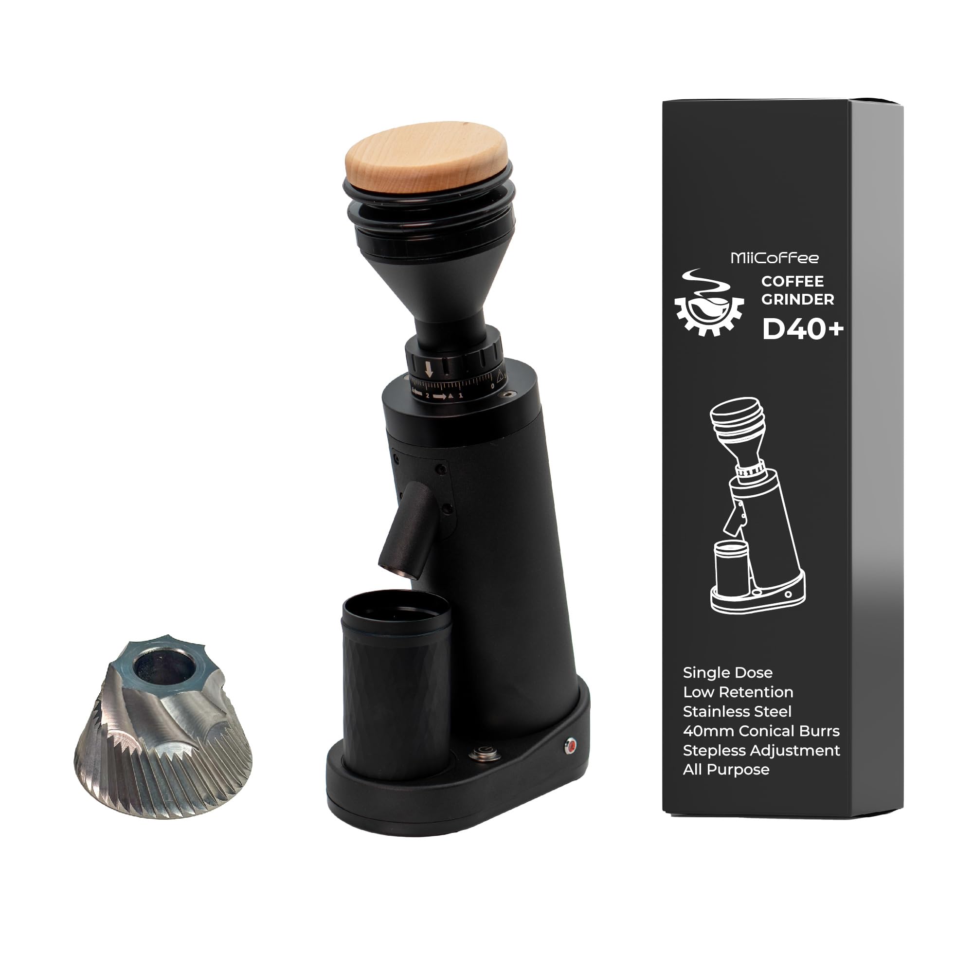 

MiiCoffee D40+ Single-Dose Coffee Grinder (Black)