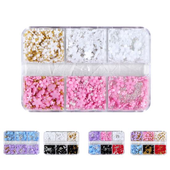 6 Grids Resin Manicure Ornament Stylish Premium Nail Five Petal Flower