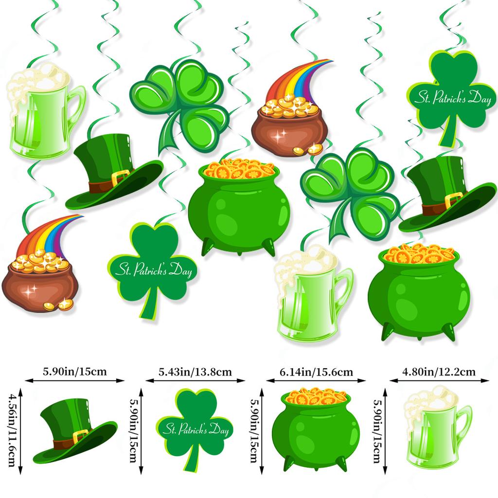 26 Irish Day Party Decoration St. Patrick'S Day Shamrock Flag Latte Spiral Set