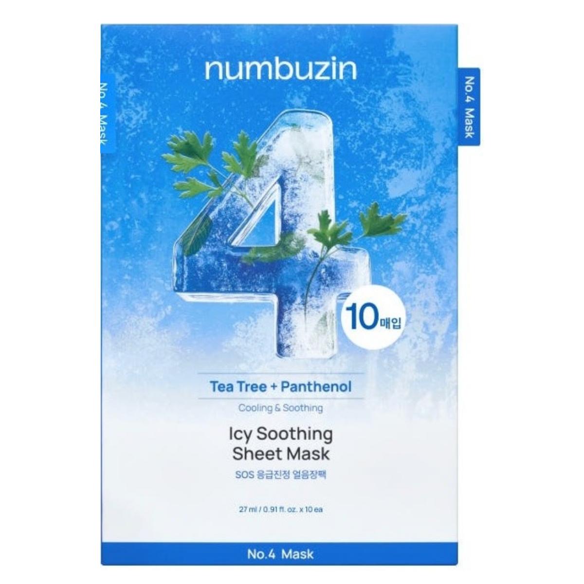 Numbuzin No. 4 SOS Icy Soothing Mask Sheet Instant Cooling Hydration 10 Sheets 27ml