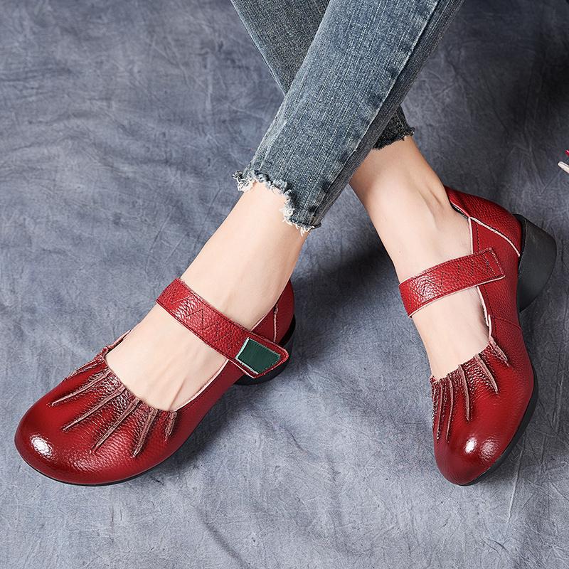 Fashion GKTINOO 2025 Spring Pleated Genuine Cow Leather Shoes Women Shoes Elegant Fashion Shoes Woman Retro Handmade Shoes High Heels