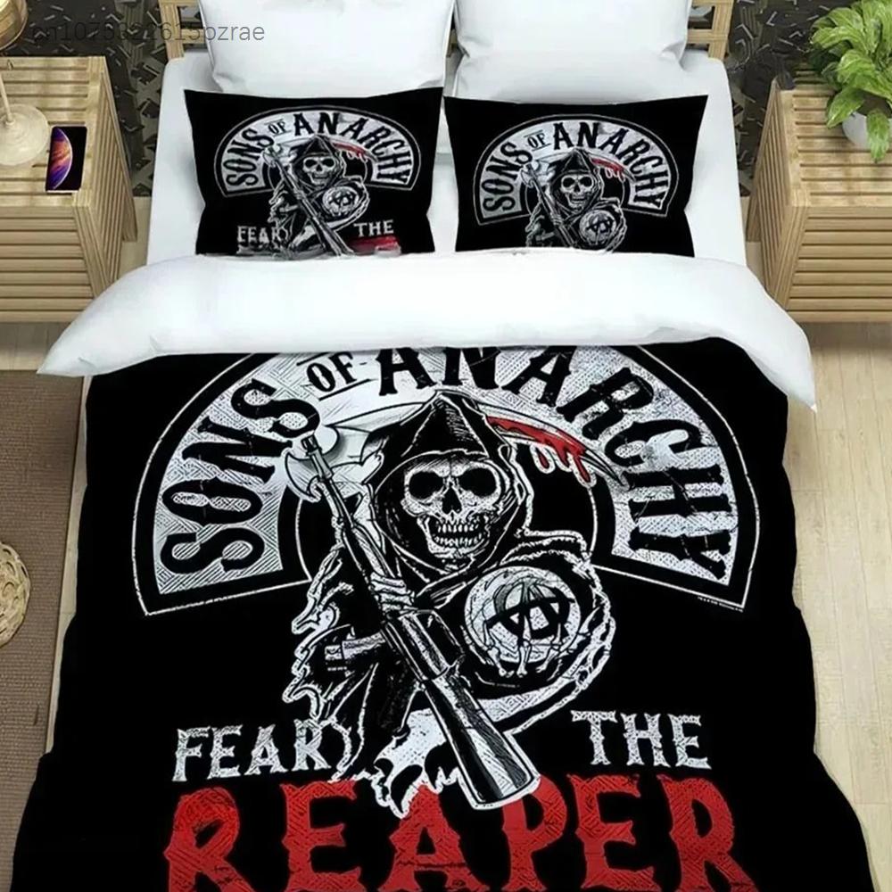 Sons Of Anarchy Retro Bedding Set For Bedroom Soft Modern Bedspreads Comefortable Kids Duvet Cover Quilt Cover And Pillowcase