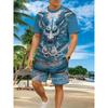 Fashion Men's Casual Suit 3D Casual Color Printing Summer T-shirt Shorts Simple