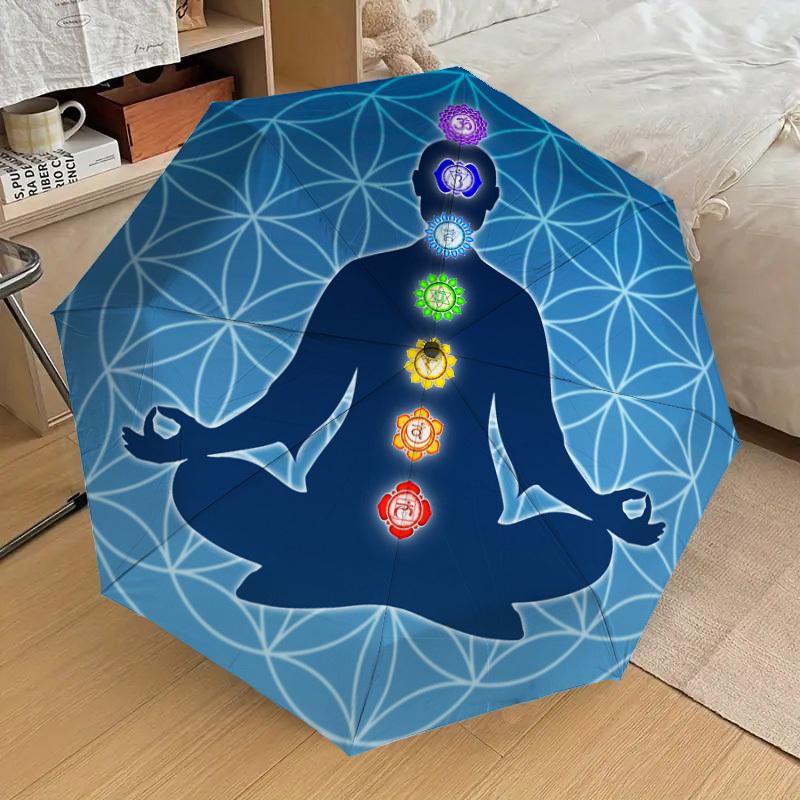 1pc Chakra Meditation Harmony Umbrella with Plastic Handle,Suitable for All Seasons Home Travel Outdoor UmbrellaDD548