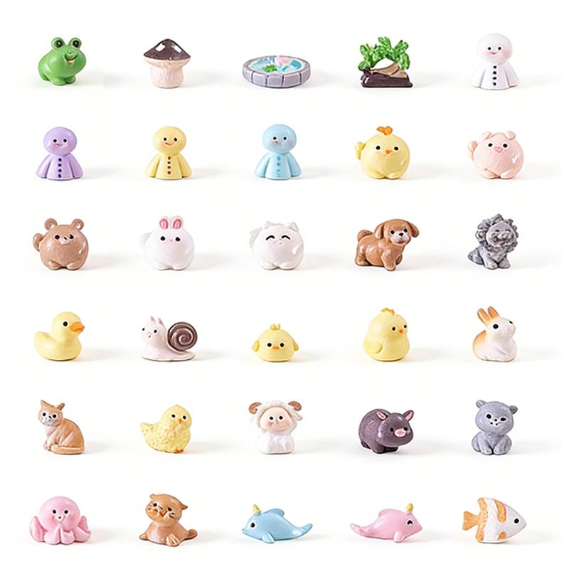 

10-30pcs Animal Figurine Micro Landscape Doll House Ornament Rabbit Deer Chicken Duck seal Frog Cat Animal Miniature Resin Craft 10pcs