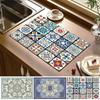 Retro Draining Pad Super Absorbent Coffee Dish Placemat Retro Kitchen Counter Mat Kitchen Placemat Coffee Dish Drainer
