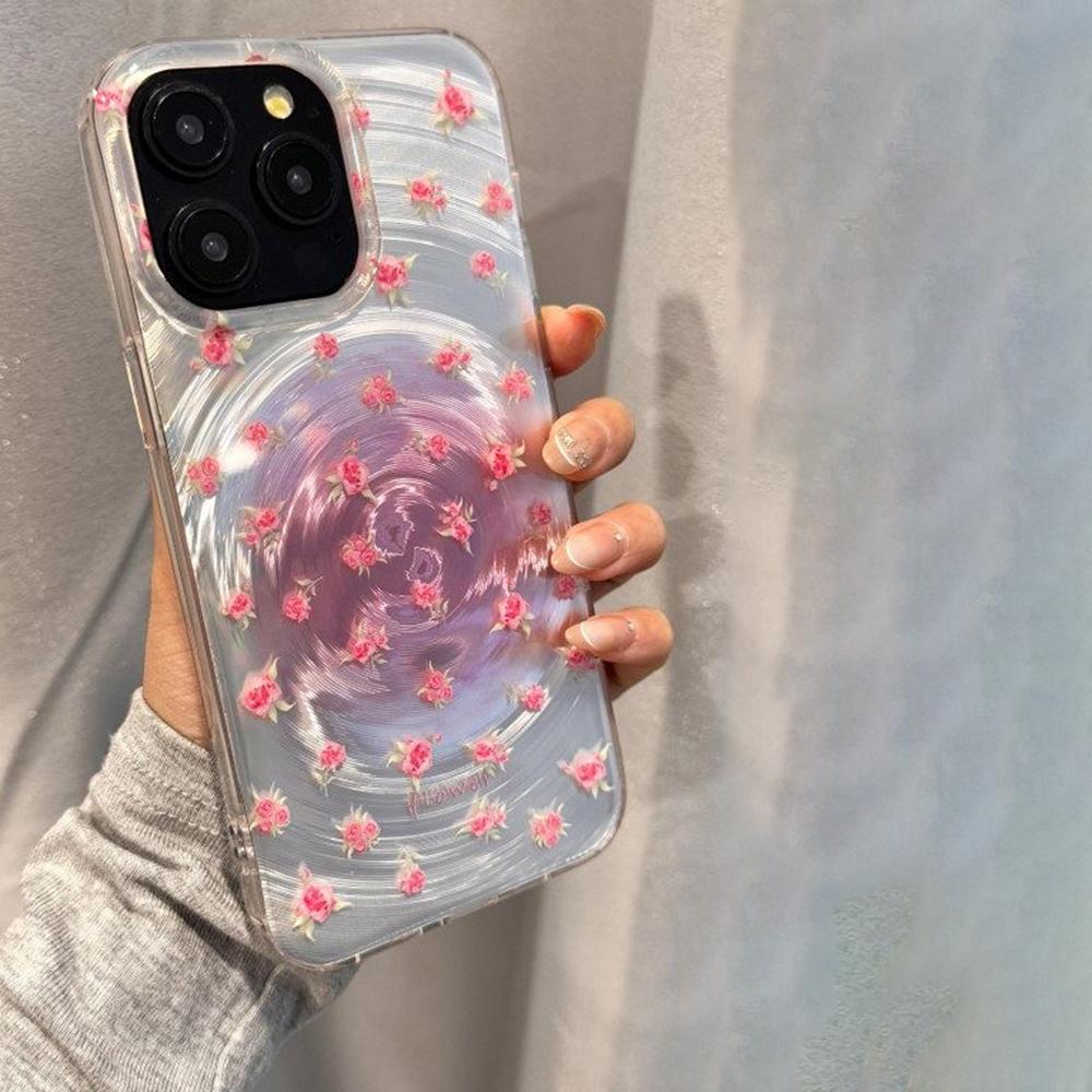 Iridescent Glossy Phone Case for iPhone 11 13 14 15 16 17 Pro 17 13 14 15 Pro Max High Quality Fantasy Floral Style Full Protection Shell