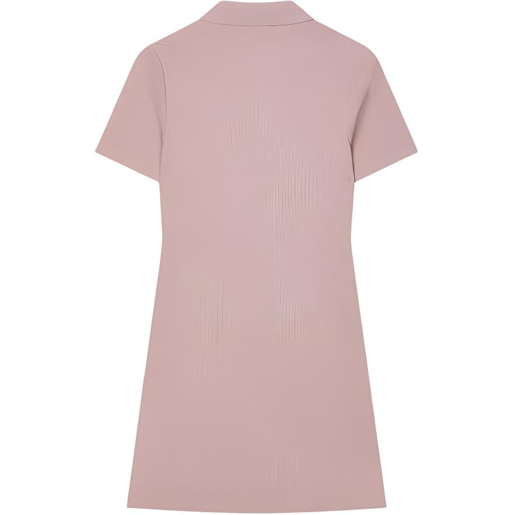 Fila Heritage Letter Print Soft Polo Comfortable Casual Short Sleeve Dress Women Dresses Agar-Pink F11W428317FPK