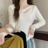 2026 Fall/Winter Women's Knit Sweater with Hollow Neck Design
