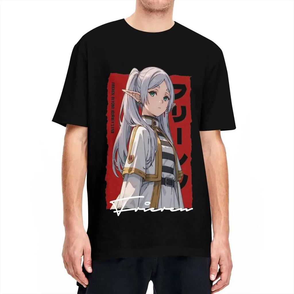 Frieren Beyond Journey's End T Shirt for Men Women Cotton Vintage T-Shirts Crew Neck Tee Shirt Short Sleeve Clothing Classic