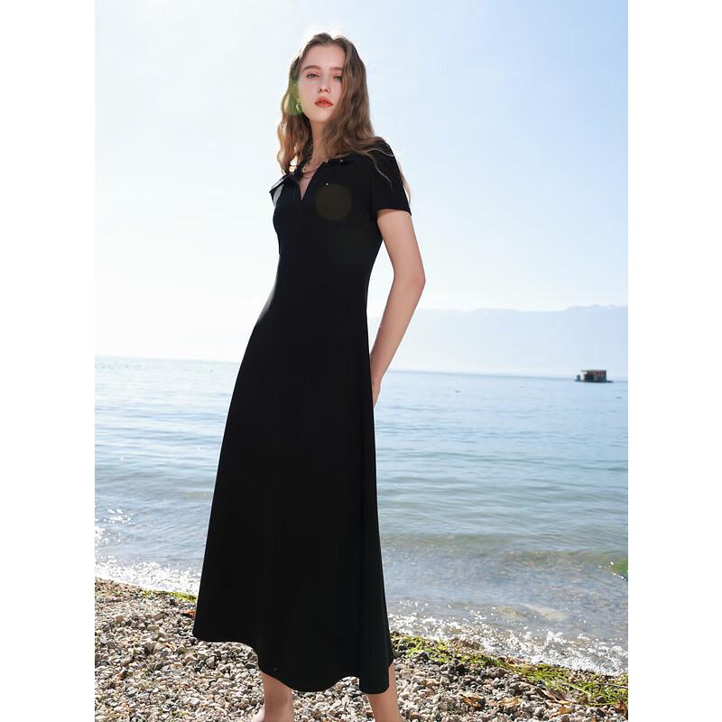 

2025 Spring Polo Collar Short Sleeve A-Line Dress M