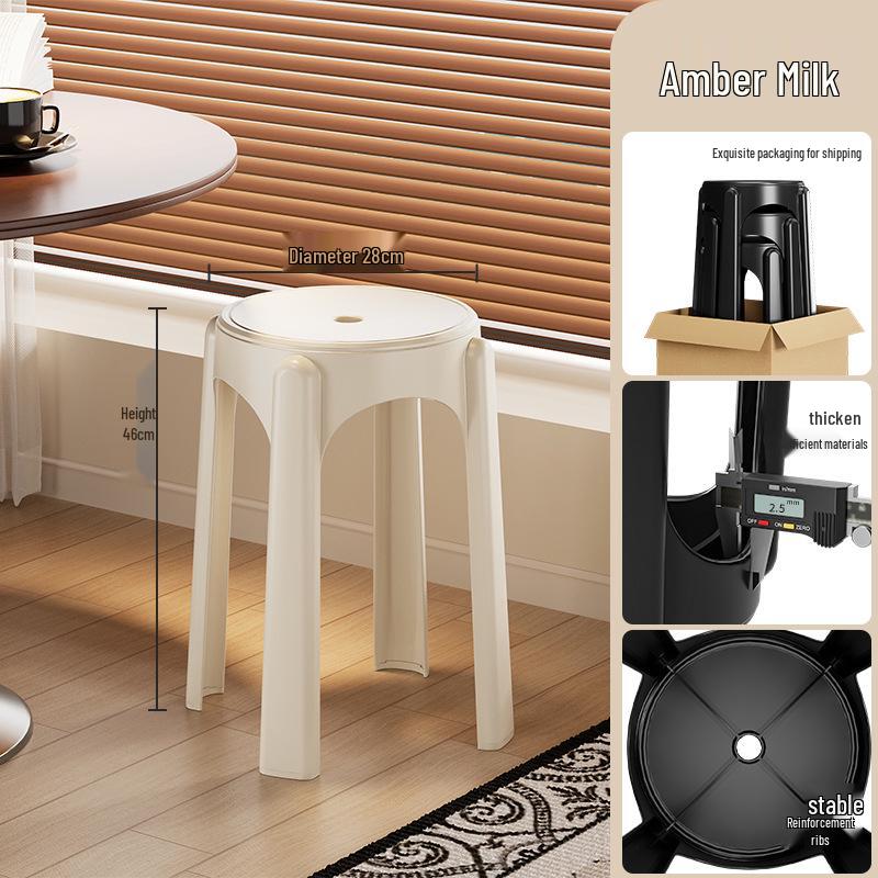 Red Festive High Plastic Stool – Sturdy Household Chair