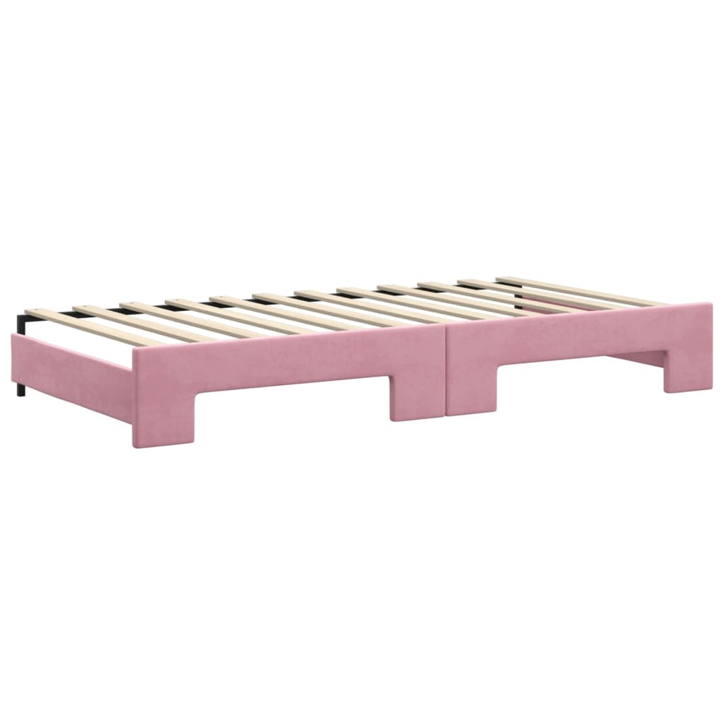 Daybed Pull out Pink 100x200 cm Velvet