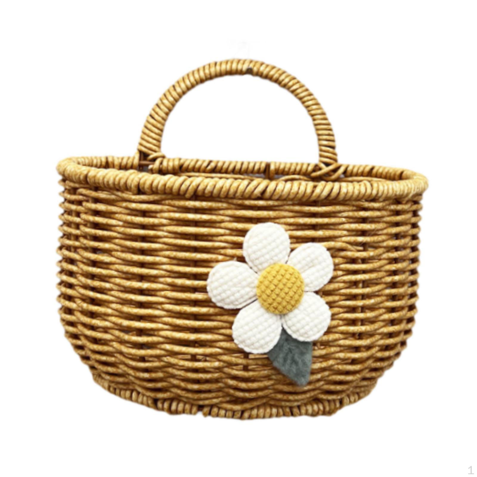 

Подвесная корзина для хранения, органайзер из искусственного ротанга, игрушки, закуски, ключи Semicircle S Flower