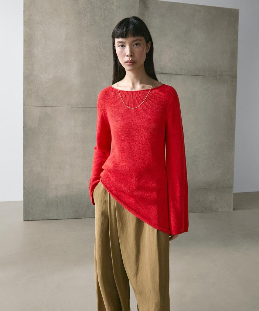 Masimodutti Asymmetric Cut Knit Sweater