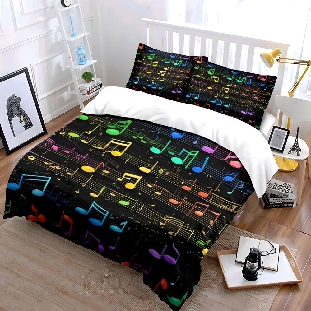 Colorful musical notes pattern. Bedding sets Duvet cover sets Duvet covers Pillowcases(1 * Duvet Cover 2 * Pillowcases without duvet insert)