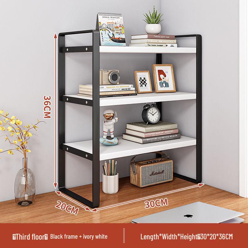 Wrought Iron Desktop Bookshelf for Bedroom, Living Room, or Office - Small, Simple Tabletop Organizer