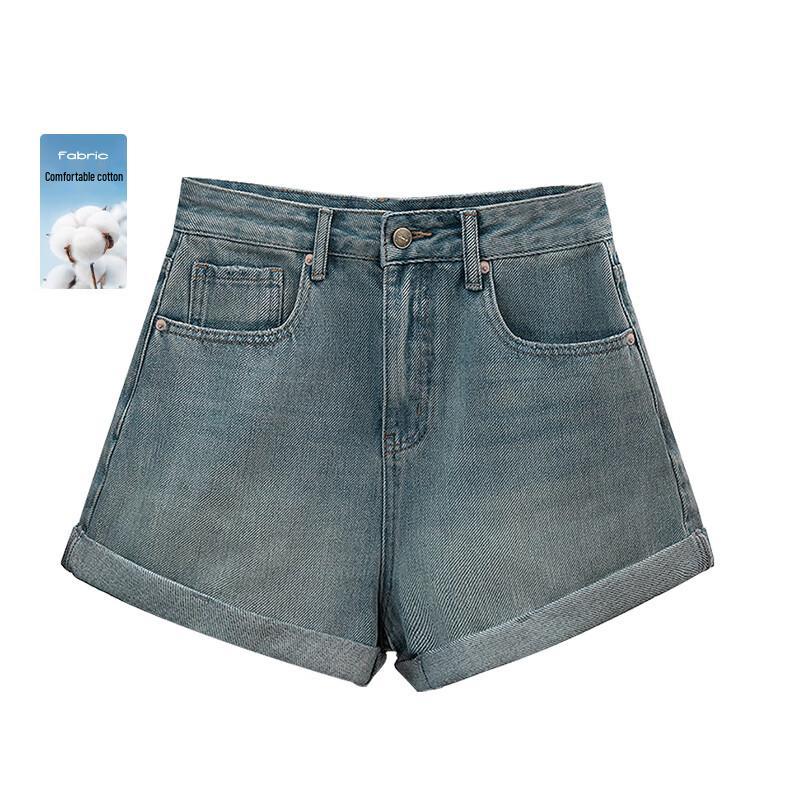 Джинсовые шорты Sisbaishe с высокой талией, винтажные, стиранные, широкие XL