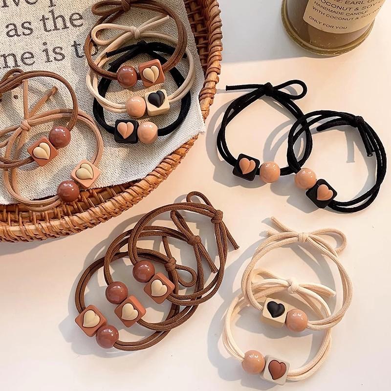 5pcs Hairband for Women To Tie Up High Ponytail Hair Elastic Band New Temperament Heart Headband