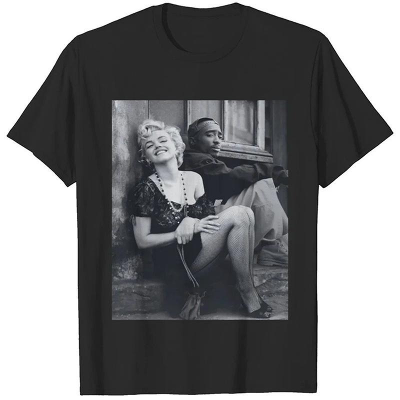 Marilyn Monroe and 2Pac Cotton Unisex Tshirt S