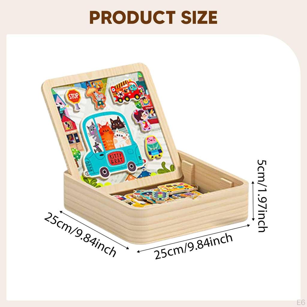 2 in 1 Wooden Toddler Puzzle Drawing Board Children for 46 Years Boys Girls Style A