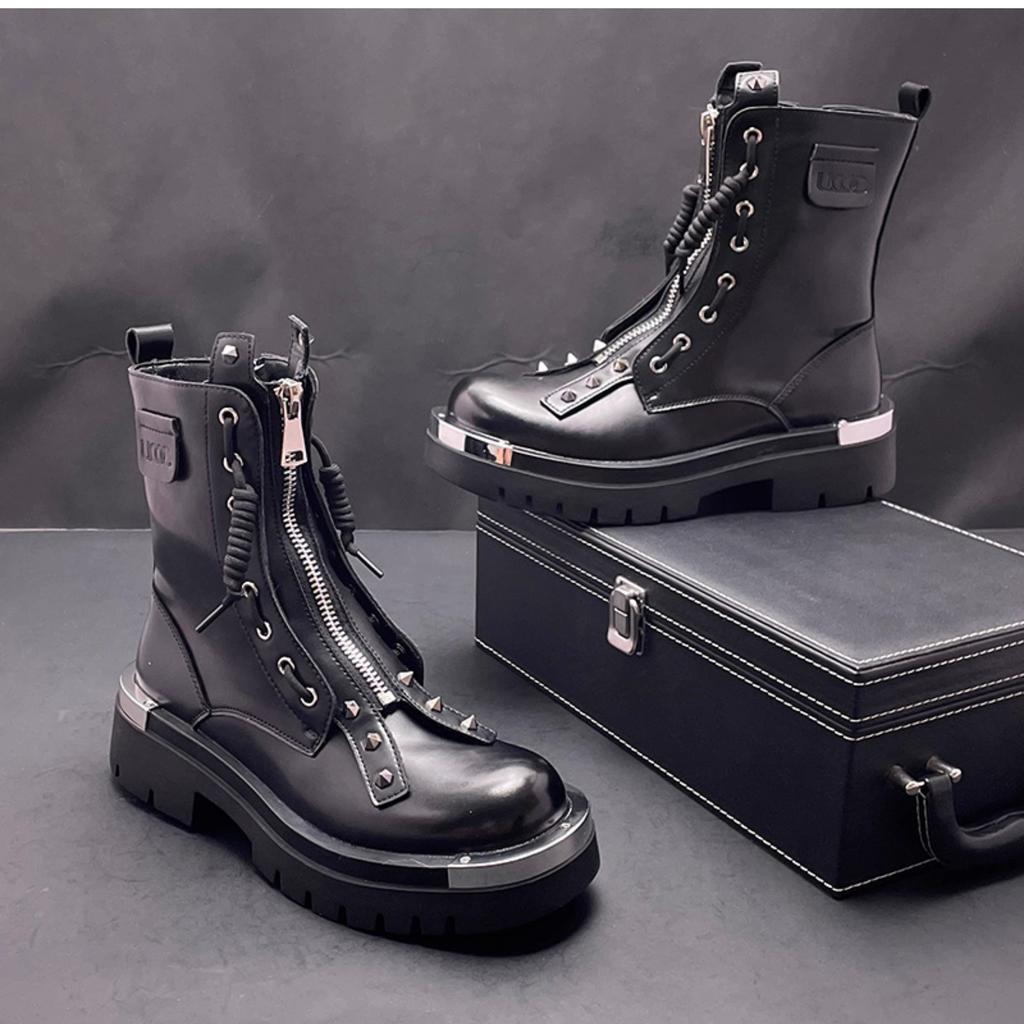 Fashion High quality Leather men platform shoes flats loafers fashion punk Sneakers Casual shoes high tops  Zapatos Hombre  A7