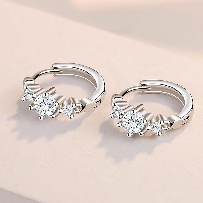 925 Sterling Silver Crystal Circle Earring for Women Making Jewelry Gift Wedding Party Engagement