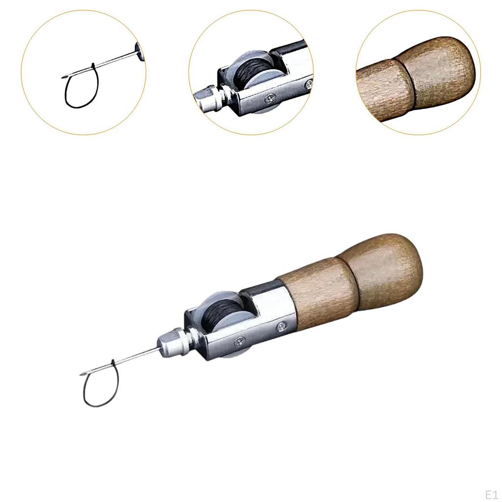 Leather Sewing Awl Comfortable Grip Multipurpose Wood Handle Stitching Supplies for DIY
